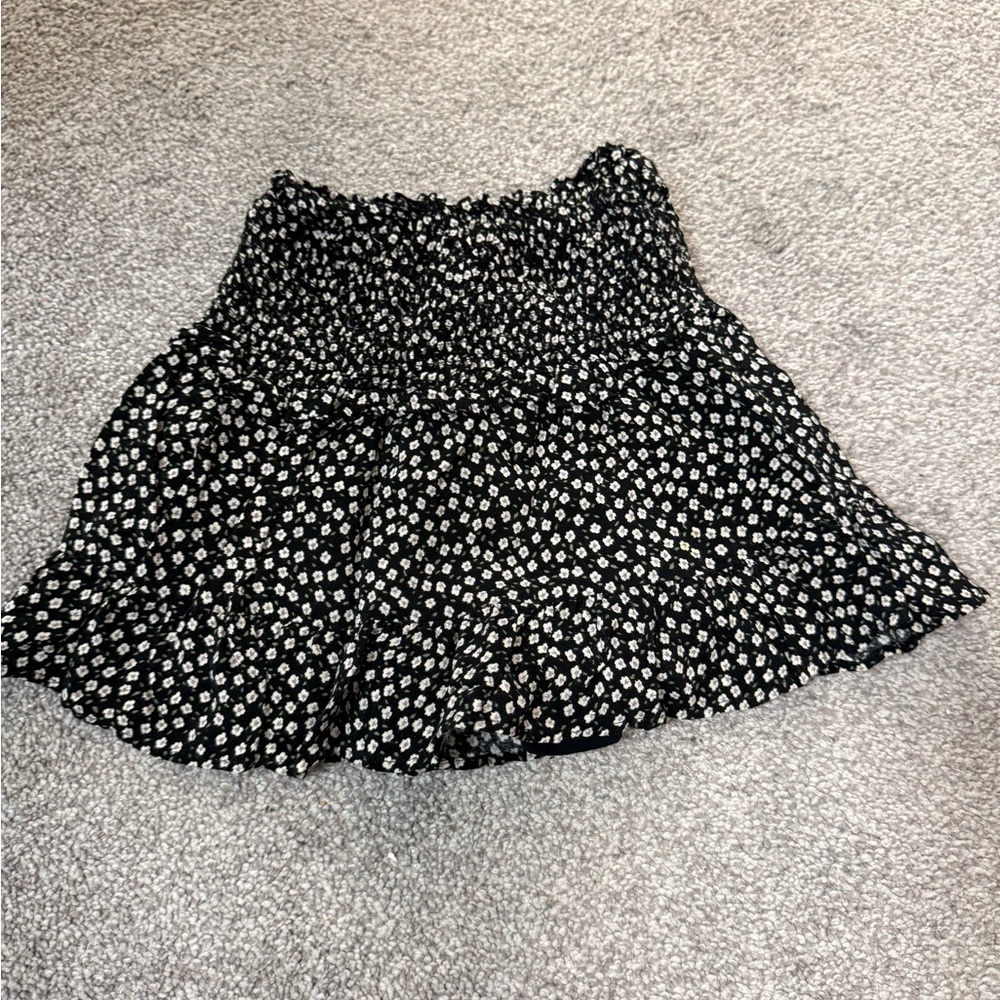 Girls Zara Black and White Patterned Skater Skort
